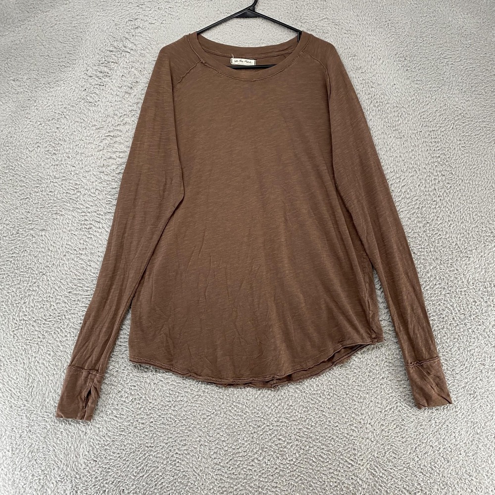 We The Free‎ Long Sleeve T-Shirt Womens Small Brown Grunge Y2K Top Oversized